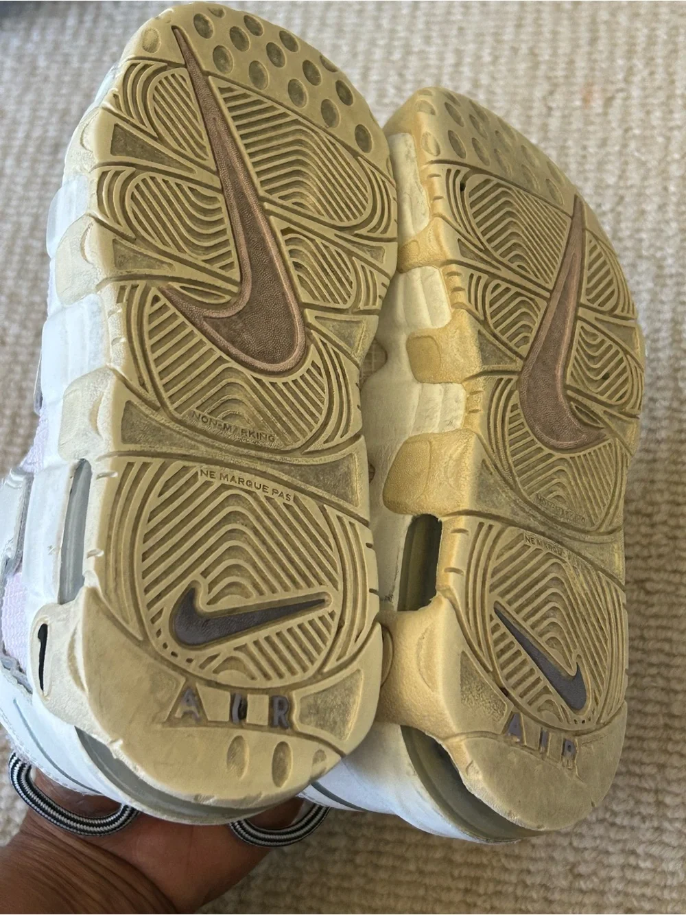Nike Kids Cream and Pale Pink Strap Sneakers